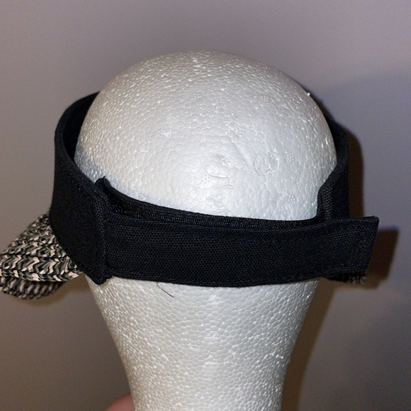 Sun N’ Sand Headwear Wide Brim Woven Visor Hat OS Black White Gray - Picture 3 of 13